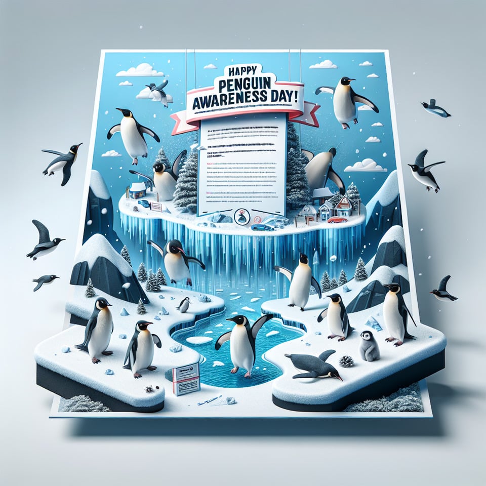 Creative ads for penguine awareness day text effect image