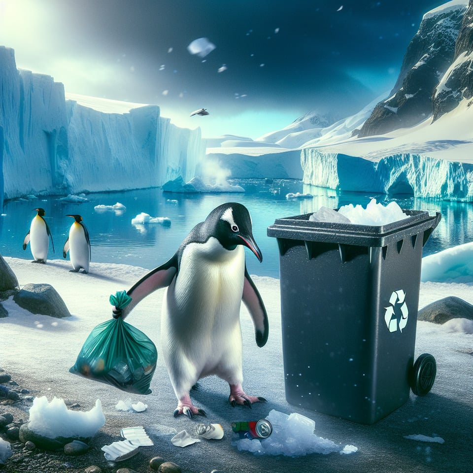 penguin saving ecosystem text effect image