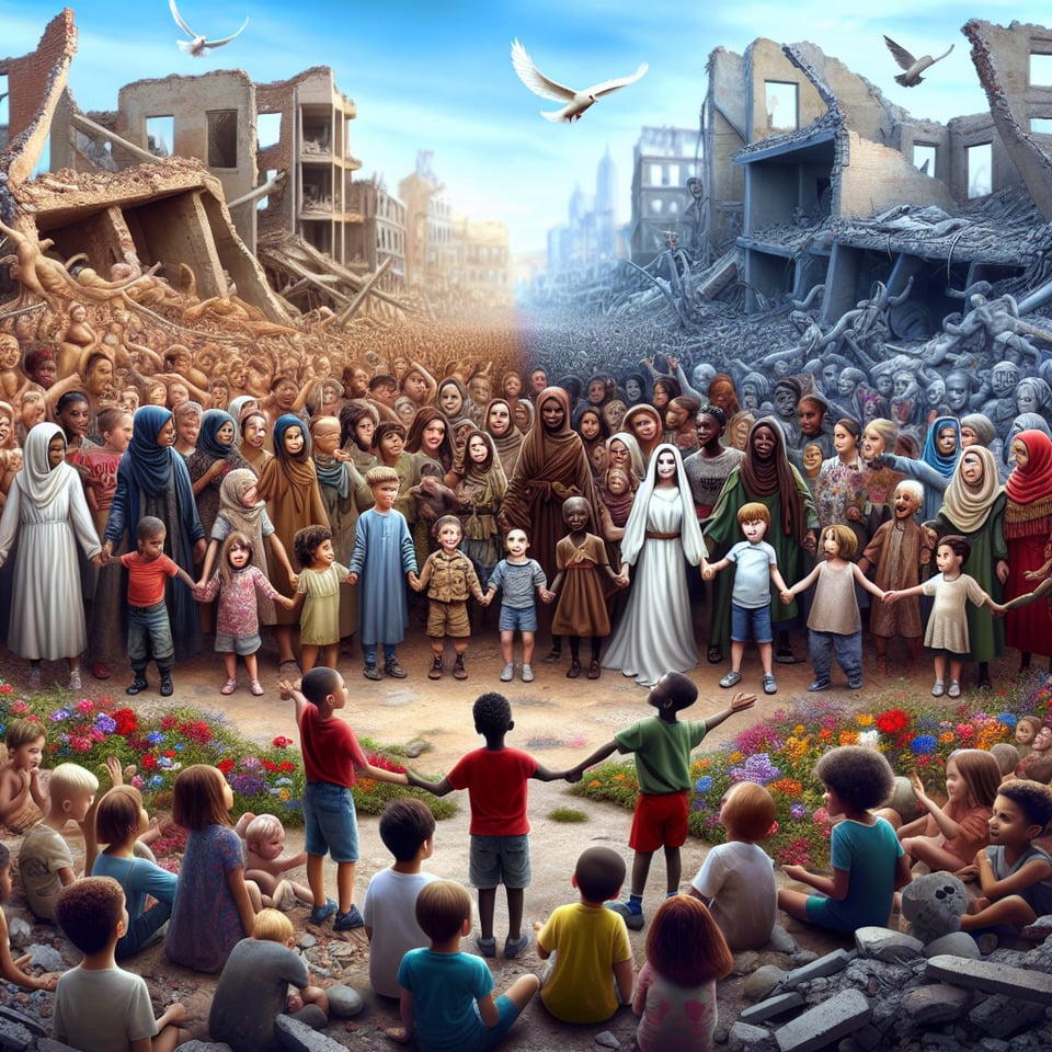 Commemorate World War Orphans Day by generating an AI image that pays tribute to the resilience and strength of war text effect image