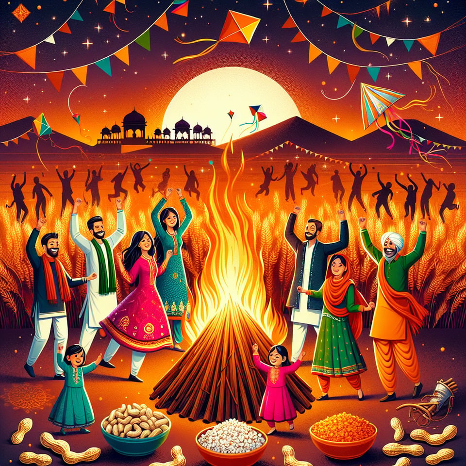Happy lohri festival social media post banner text effect image