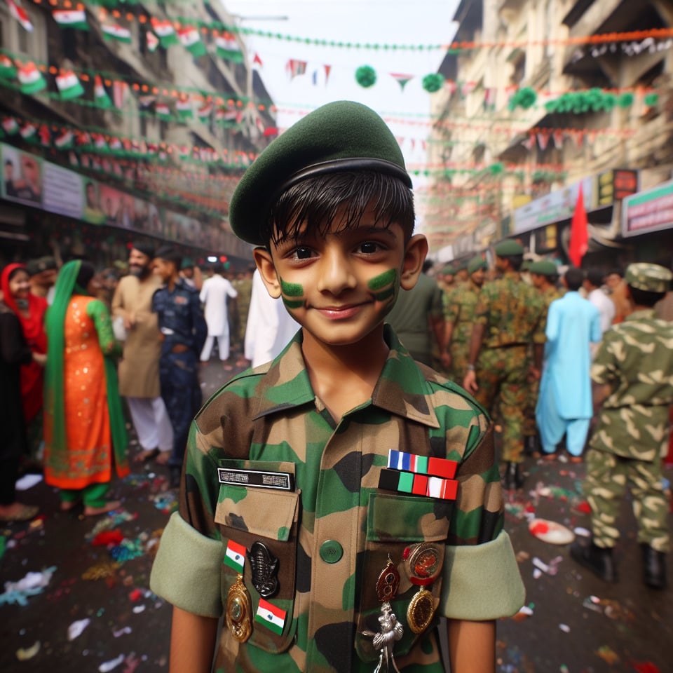 INDIAN BOY CELEBRATING ARMY DAY text effect image