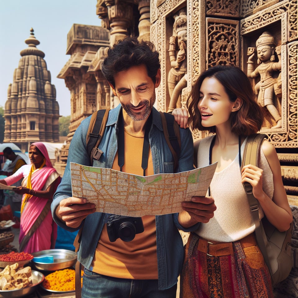COUPLE ENJOYING TOURISIM IN INDIA text effect image