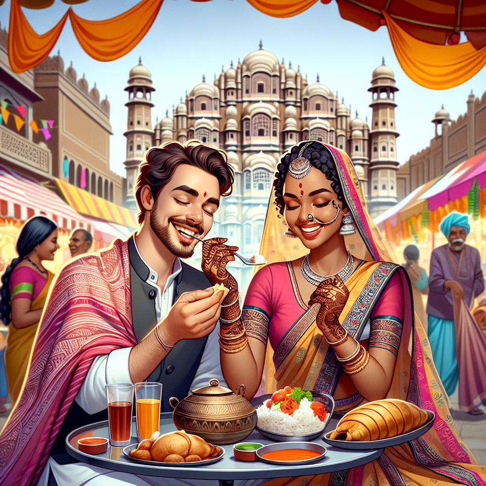COUPLE ENJOYING TOURISIM IN INDIA text effect image