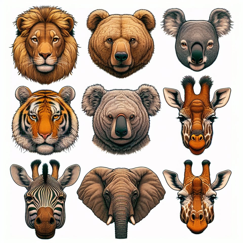Cara de 8 Animales separadas text effect image