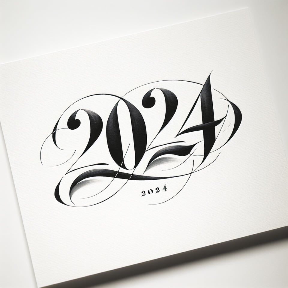 text 2024 calligraphy lettering on white background text effect image