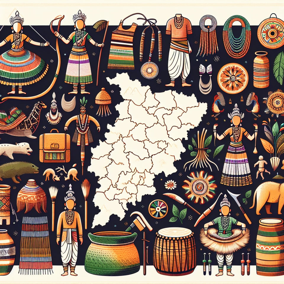 Illustration of Jharkhand with its culture text effect image