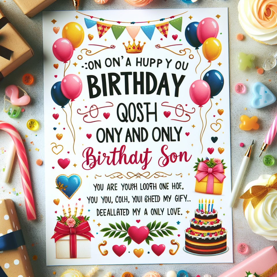 The best birthday wishes quotes to my one and only son text effect image