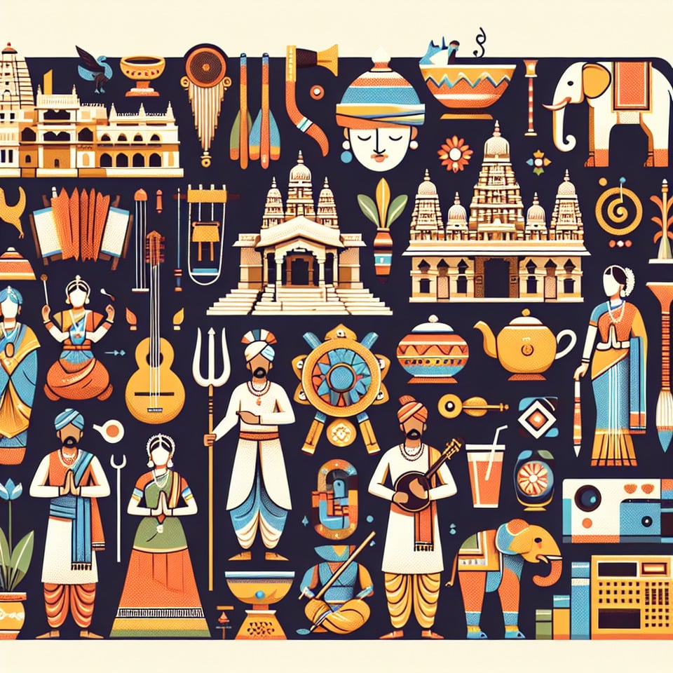 iLLUSTRATE OF kARNATAKA CULTURE text effect image