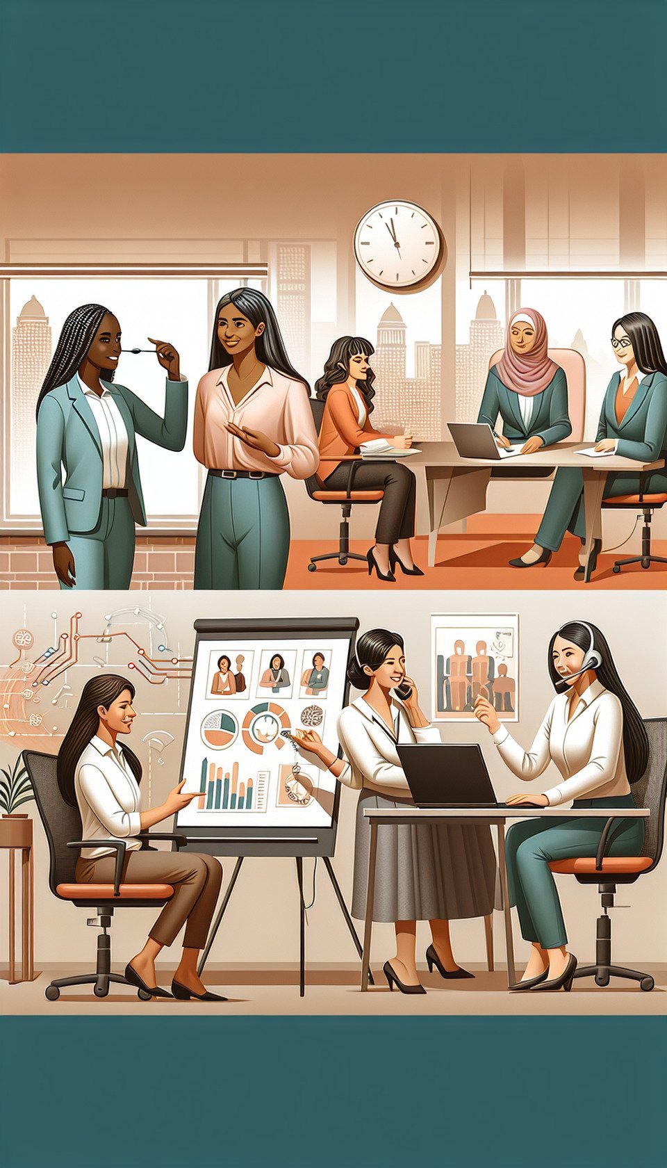 Communication skills in workplace for women text effect image