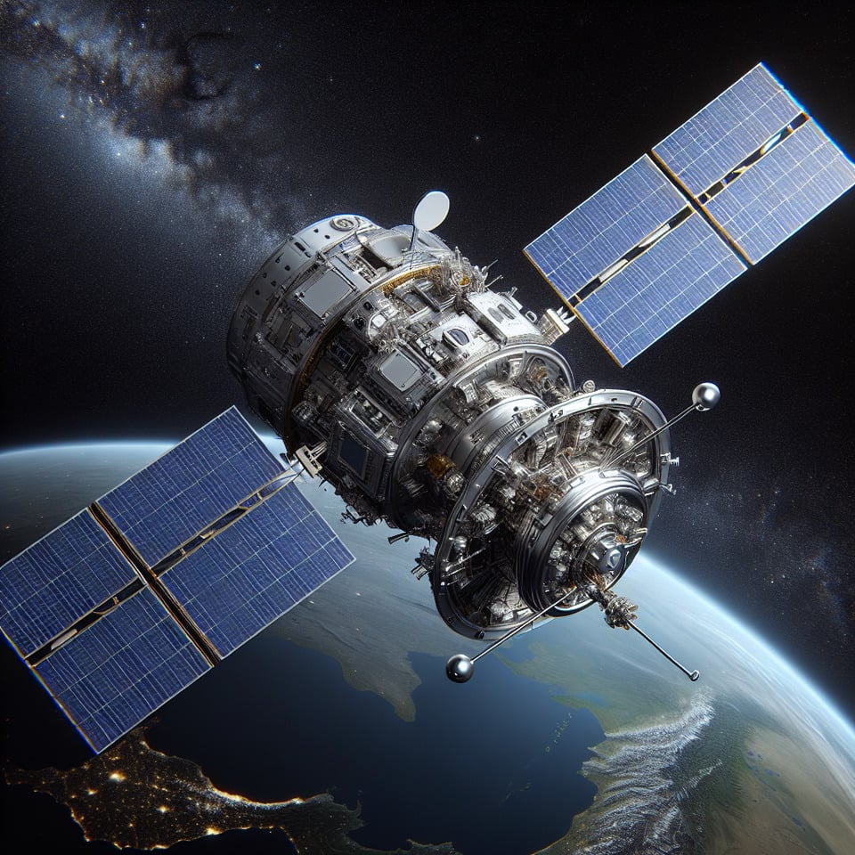 satellite in orbit text effect image