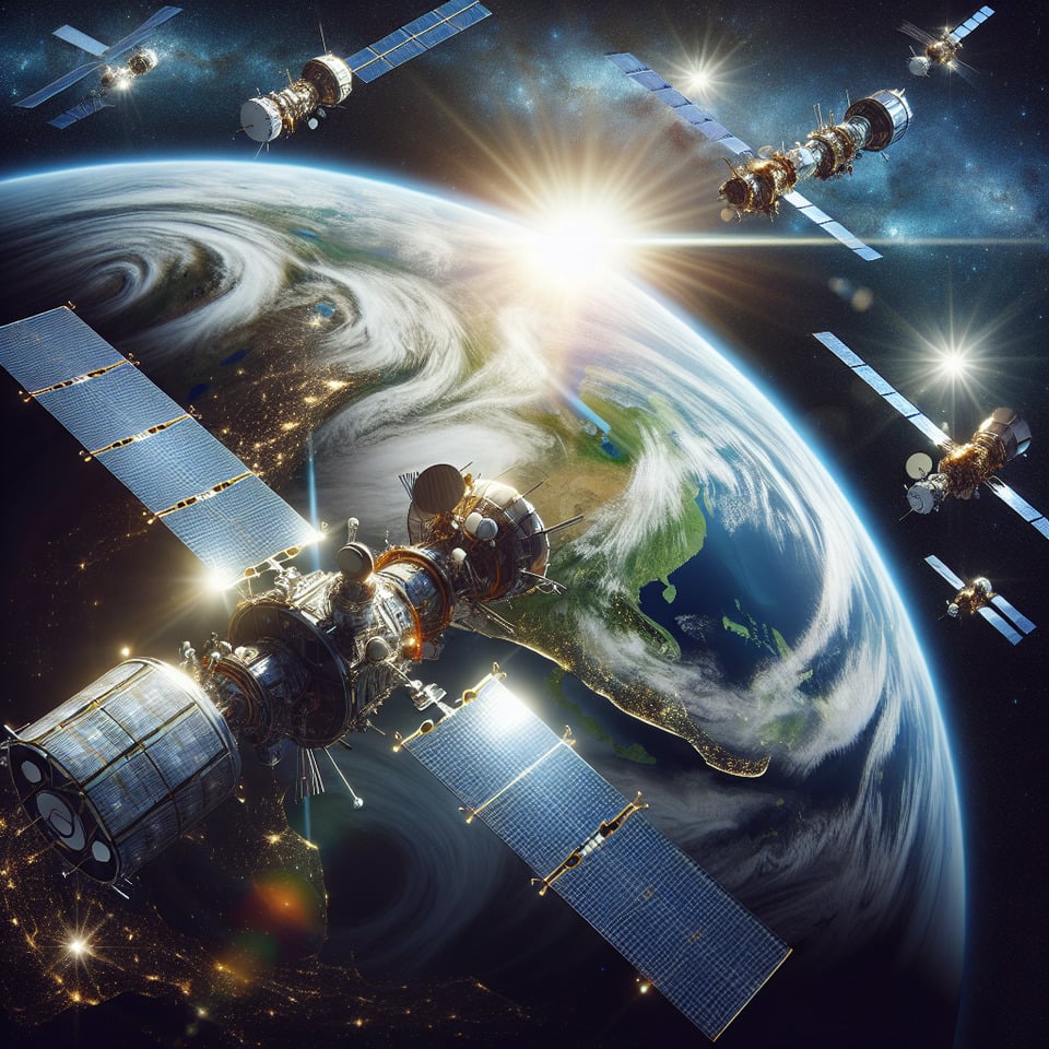 10 satellites in orbit text effect image