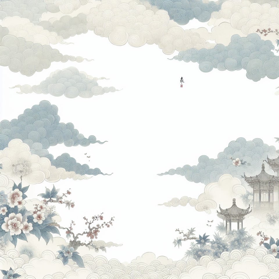 可愛的孔子,中國彩色水墨風格背景,細膩畫風,有雲彩 text effect image