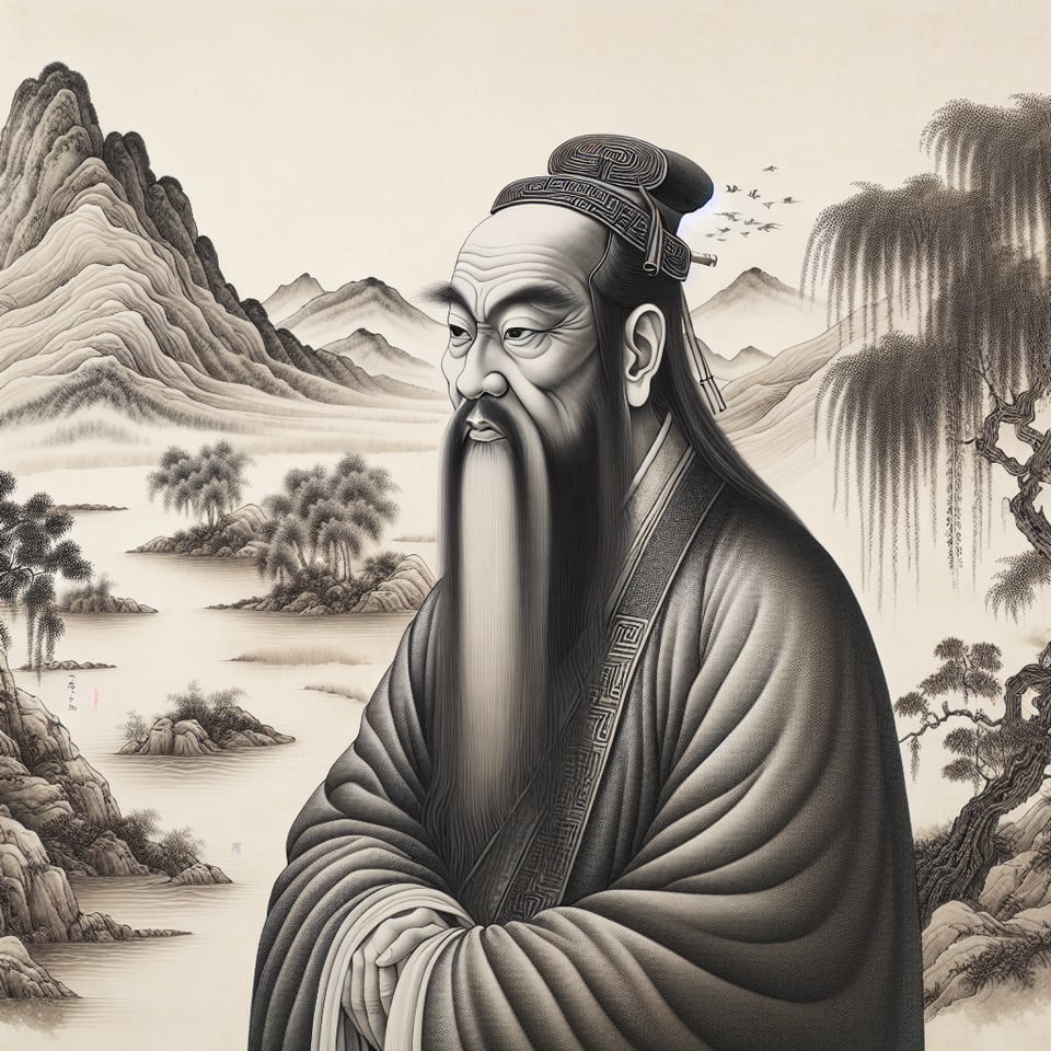 孔夫子,中國風格背景,細膩畫風 text effect image