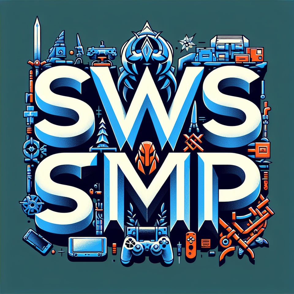 Choose an epic and bold font for SWS SMP that reflects the excitement of gaming. Add gaming-related accents or symbols around the letters3d rendertypographyillustrationphoto text effect image