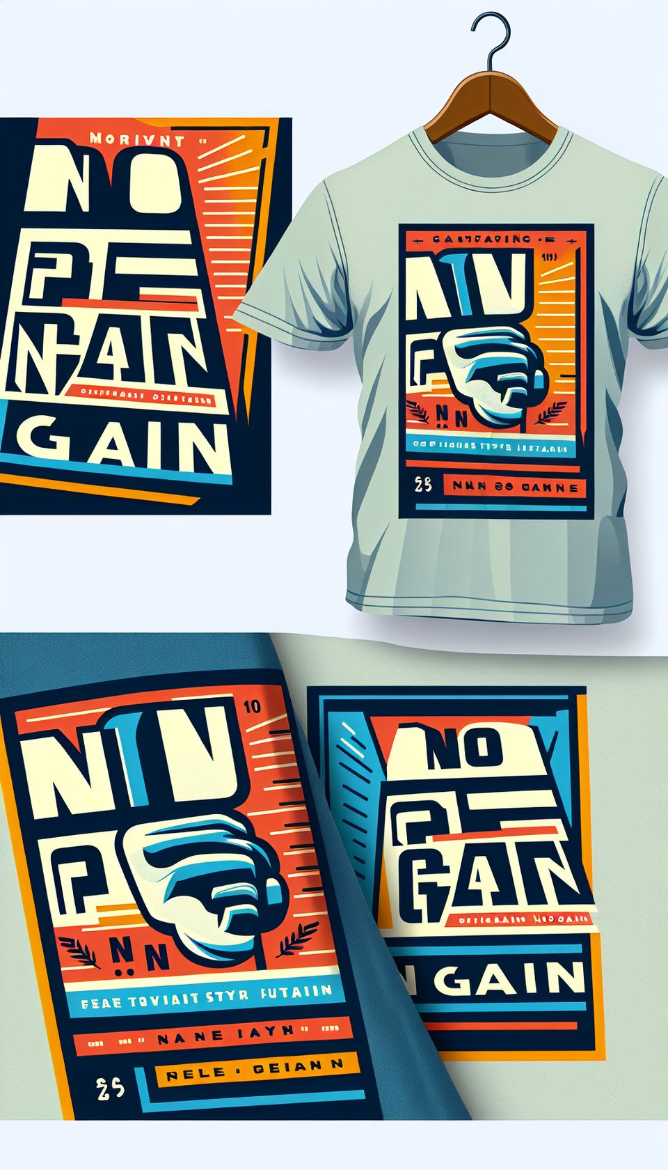 Concept T-shirt design. vector styleno pain no gaintypographyposter text effect image