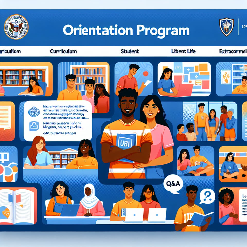 orientation programm slides for students in college text effect image