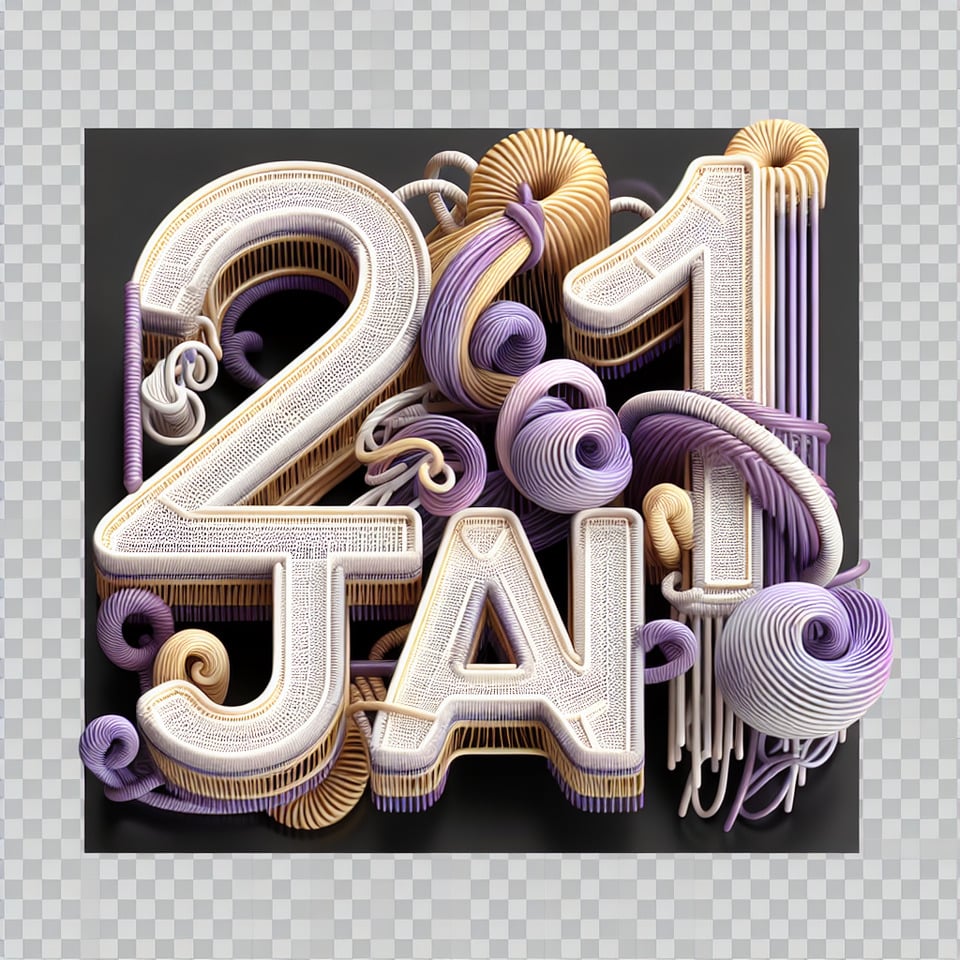 3D Text 21 jan in Violetlight golden and white themeno background text effect image