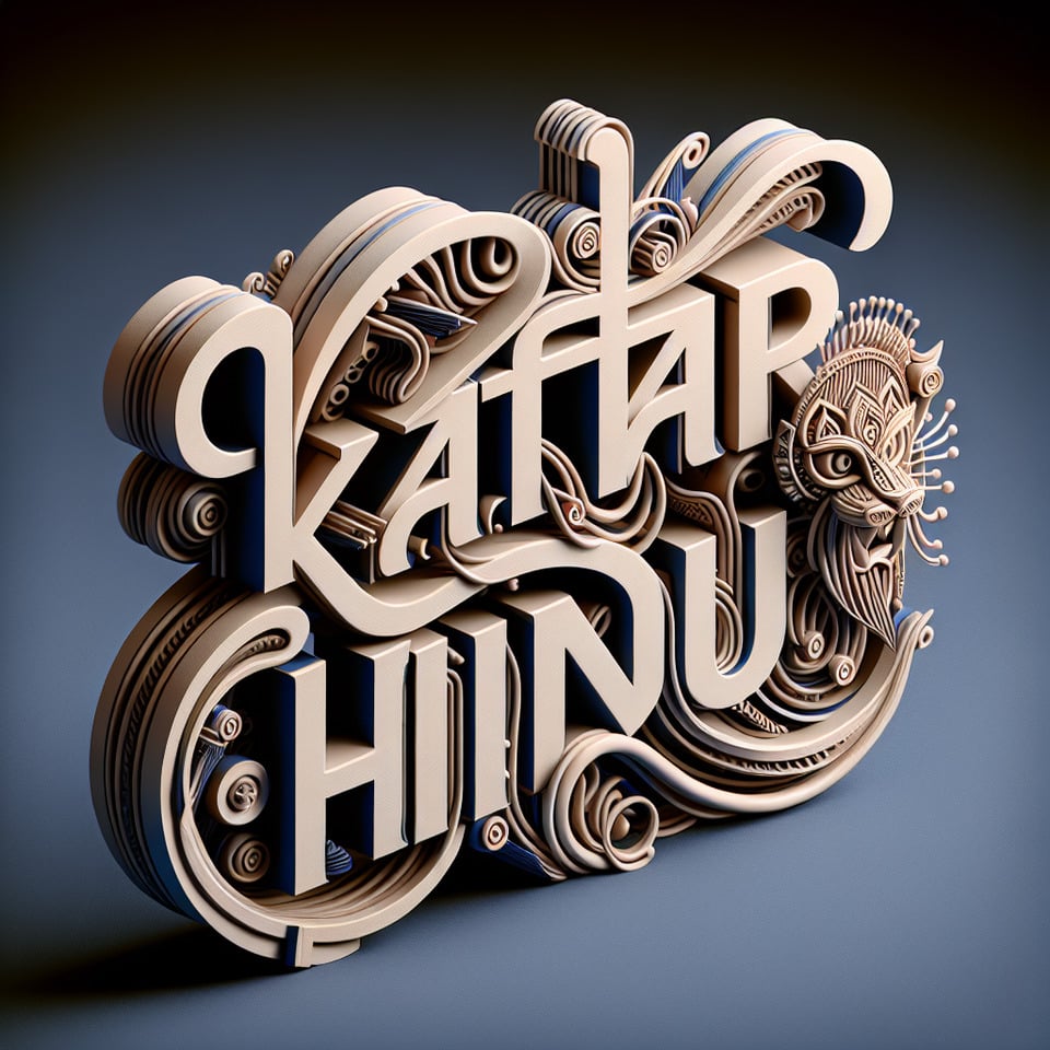 Kattar Hindu...typography3d render text effect image