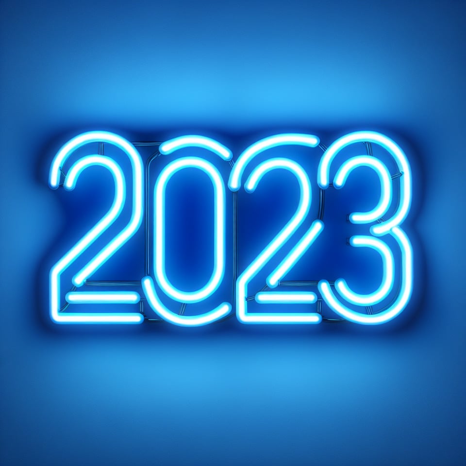 text 2023 blue neon led style text effect background on white background text effect image