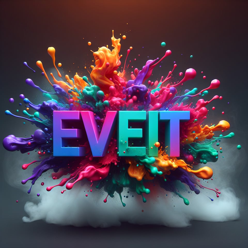 Text Event colorful splash 3d text and smoky transparent backgroundRealistic detailed view. text effect image