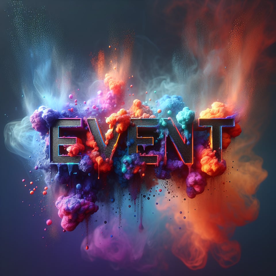 Text Event colorful splash 3d text and smoky transparent backgroundRealistic detailed view. text effect image