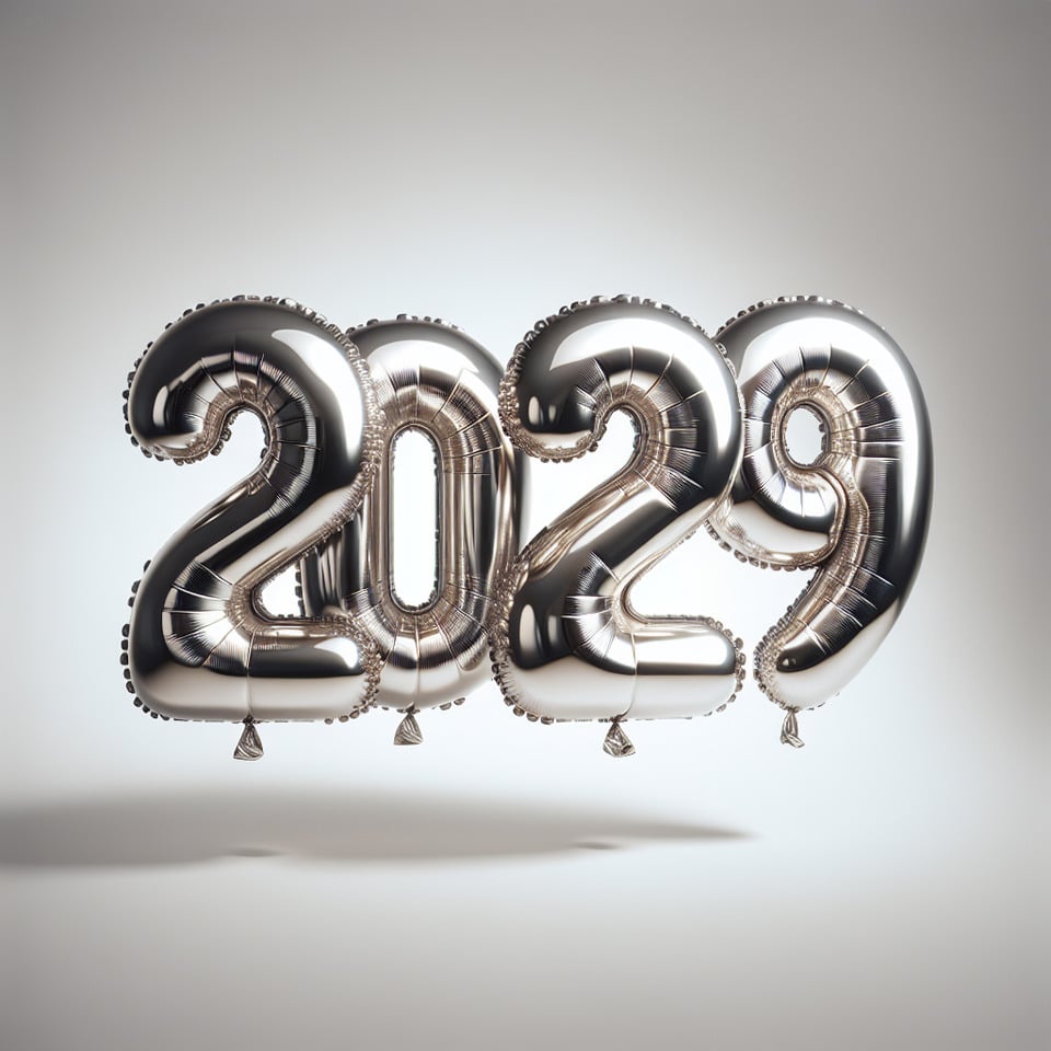 text 2029 balloon foil text effect on white background text effect image