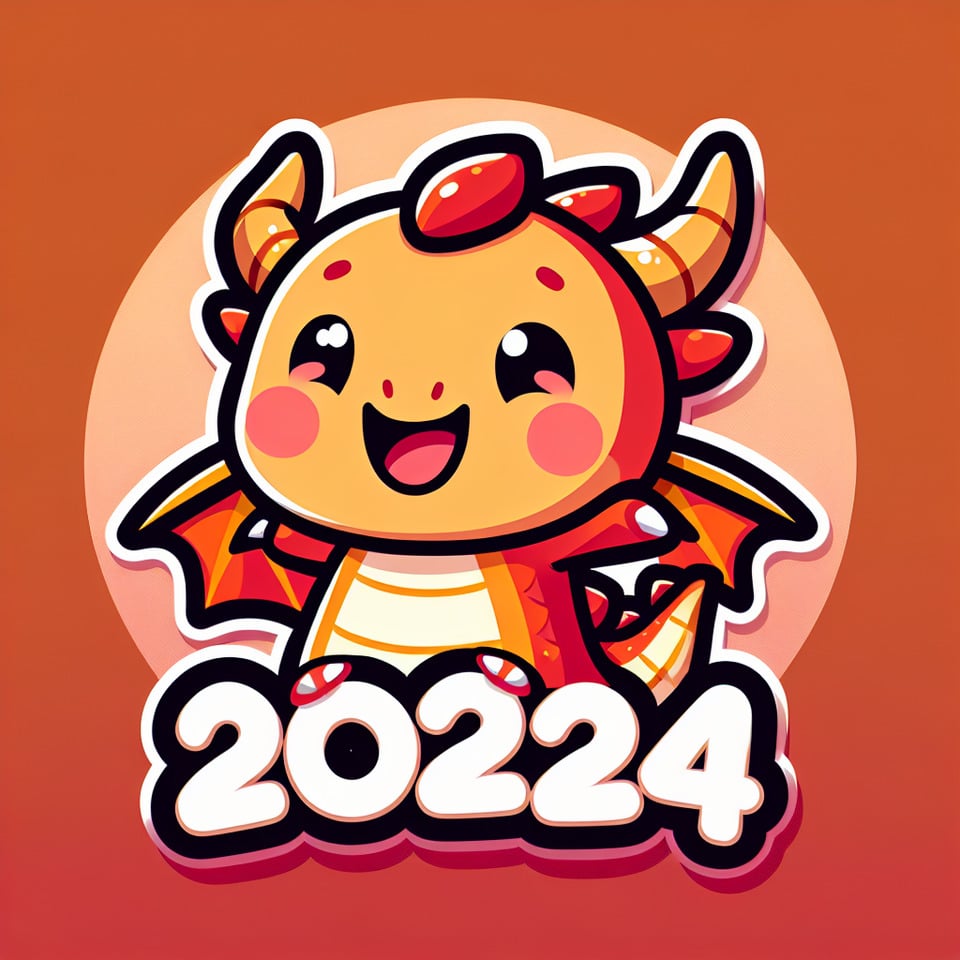sticker chibi dragon 2024 text effect image