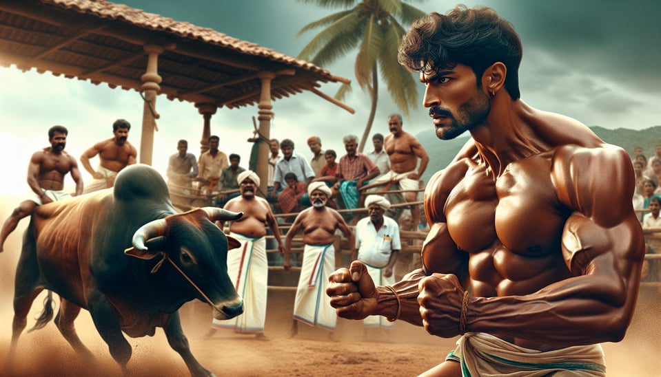 South Indian Culture Jalli Kattu realistic text effect image