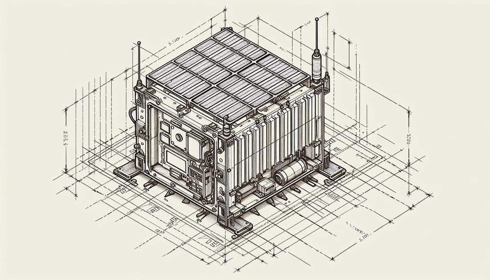 Create 1U cubesat line drawing text effect image