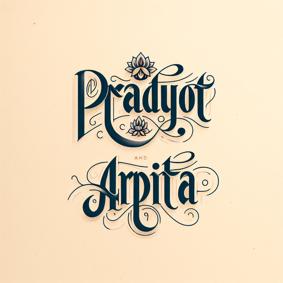 text calligraphy Pradyot & Arpita for simple text effect image