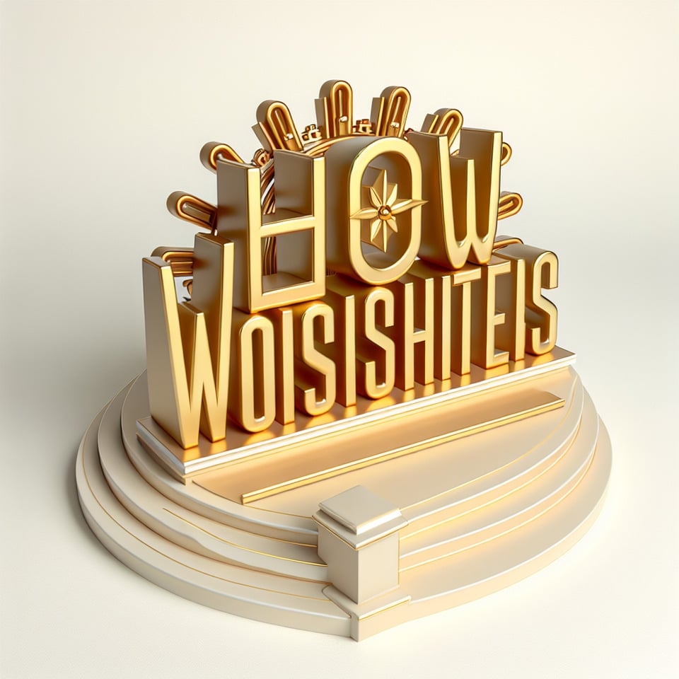 3d text HOW WORSHIPERS new year render lettering gold with podium on white background text effect image