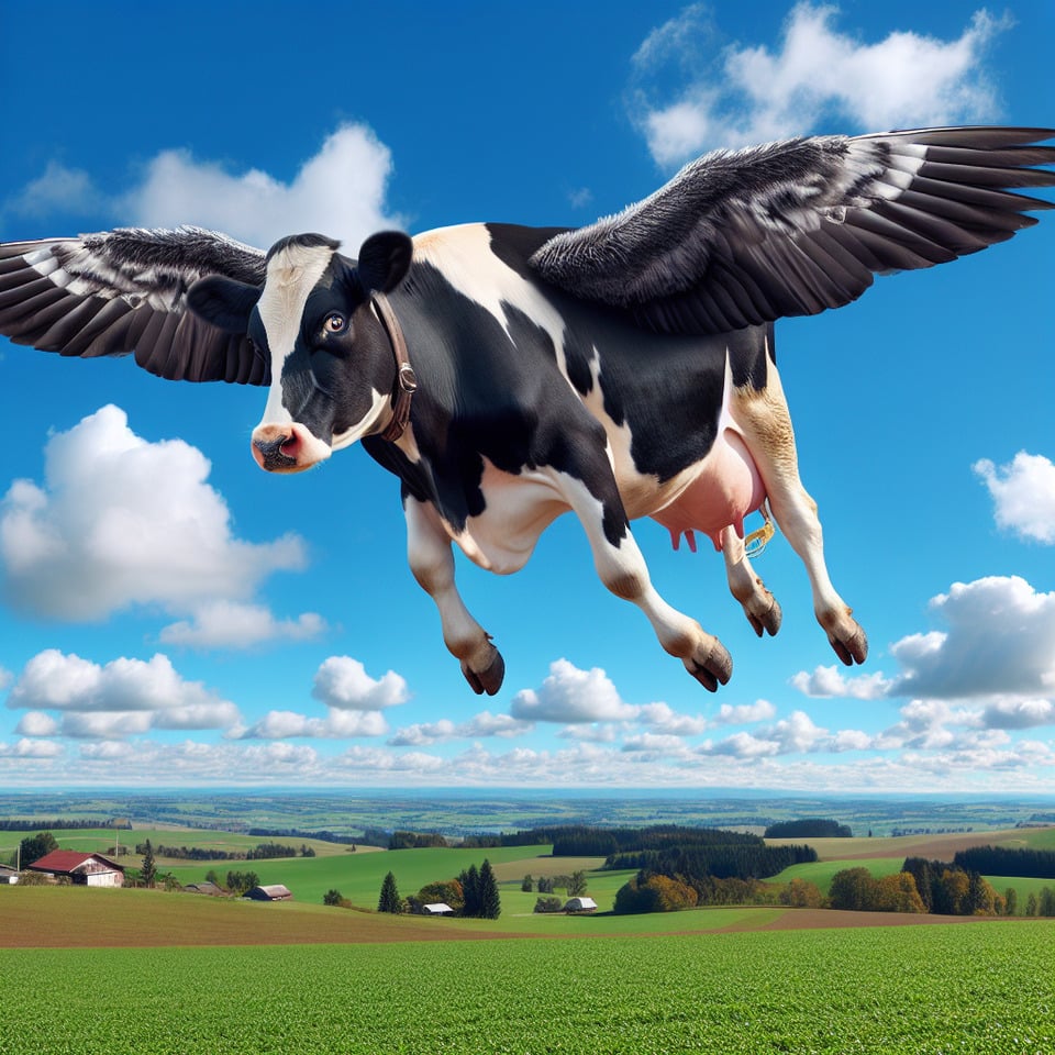 i want to see a cow can fly text effect image