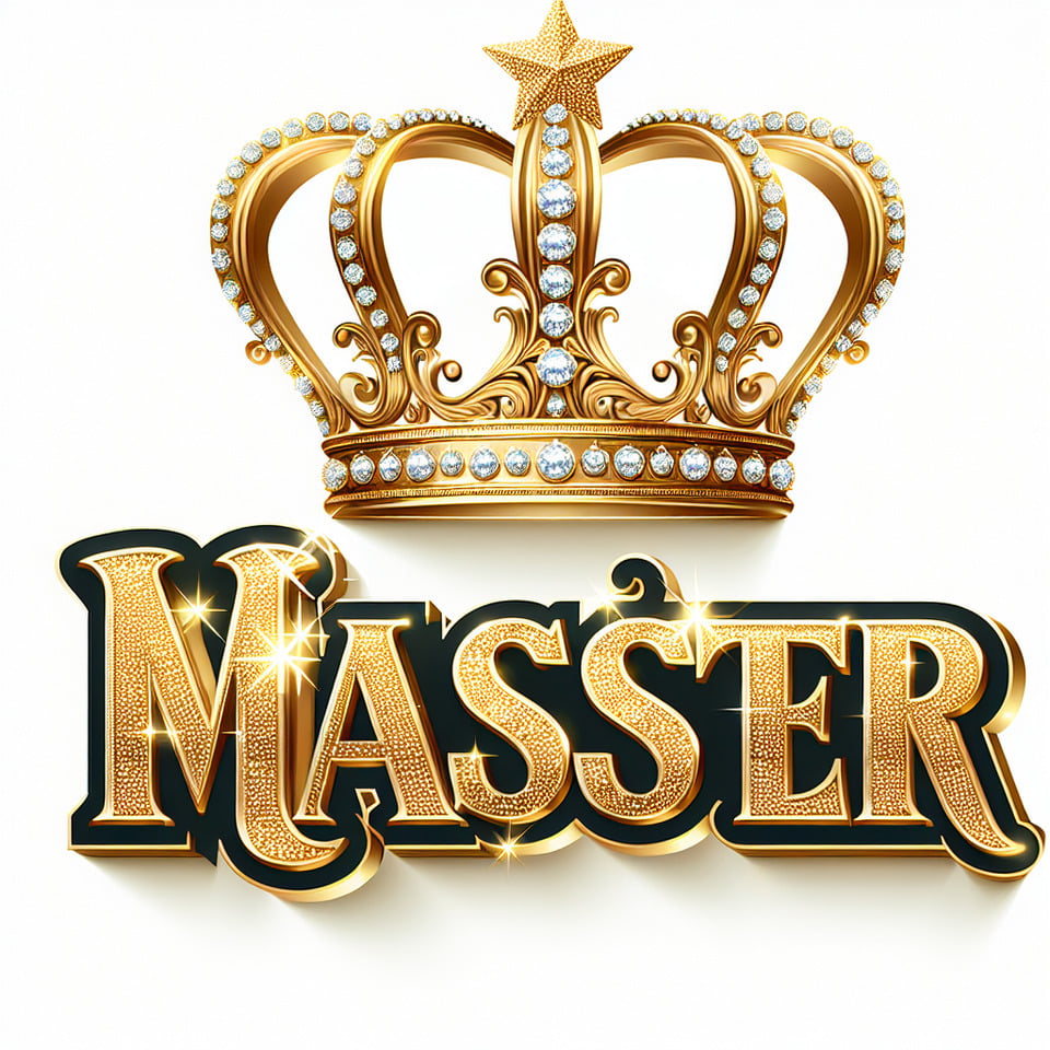 text Master golden luxury text effect with crown and diamond on white background text effect image