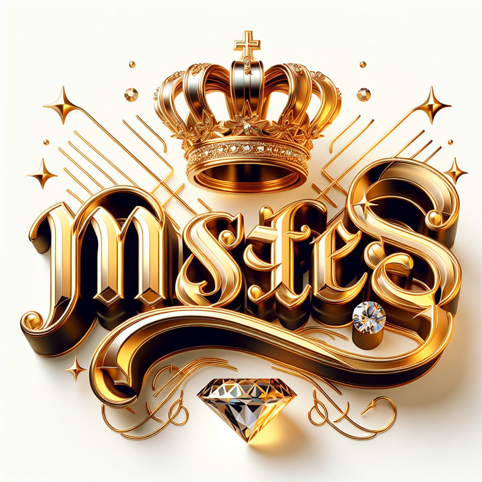 text Master golden luxury text effect with crown and diamond on white background text effect image