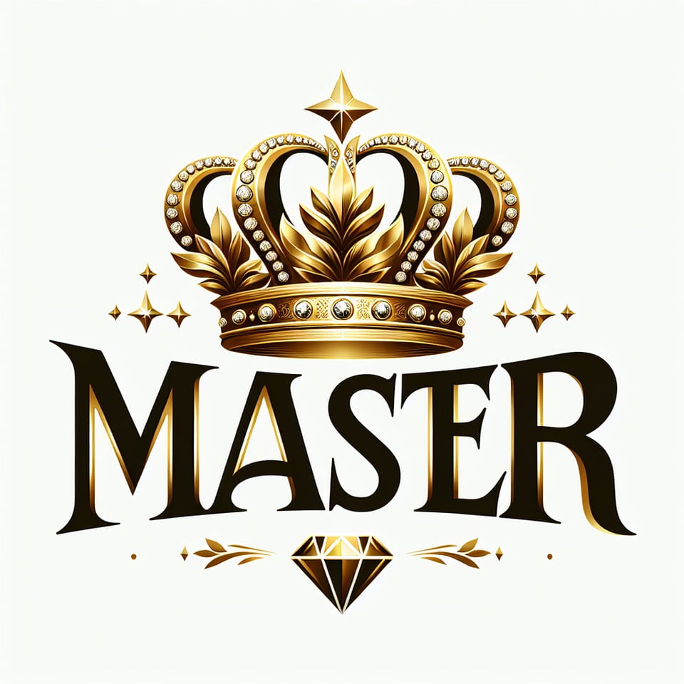 text Master golden luxury text effect with crown and diamond on white background text effect image