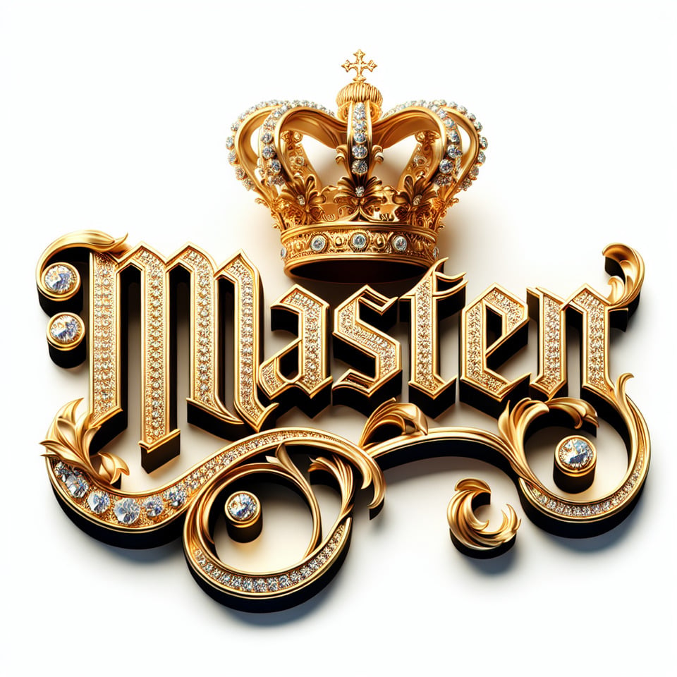 text Master golden luxury text effect with crown and diamond on white background text effect image