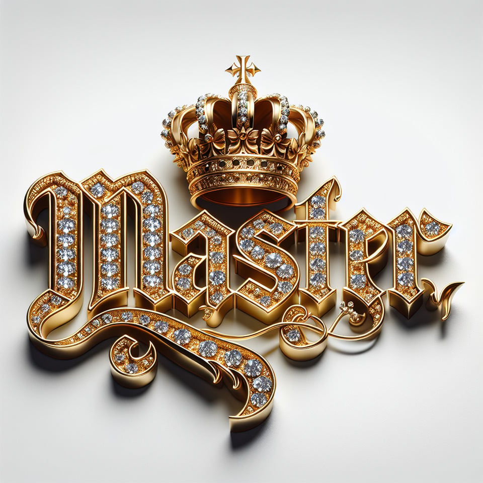 text Master golden luxury text effect with crown and diamond on white background text effect image