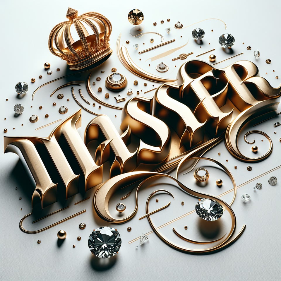 text Master golden luxury text effect with crown and diamond on white background text effect image