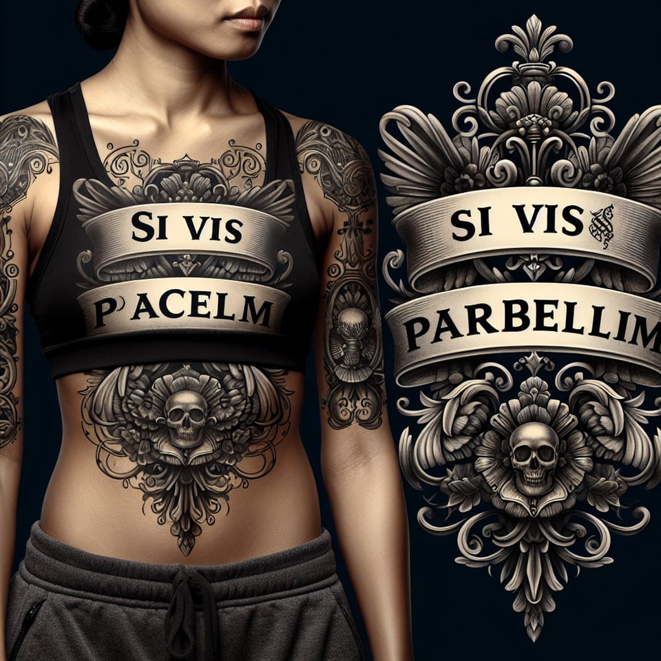si vis pacem parabellum tattoo model text effect image