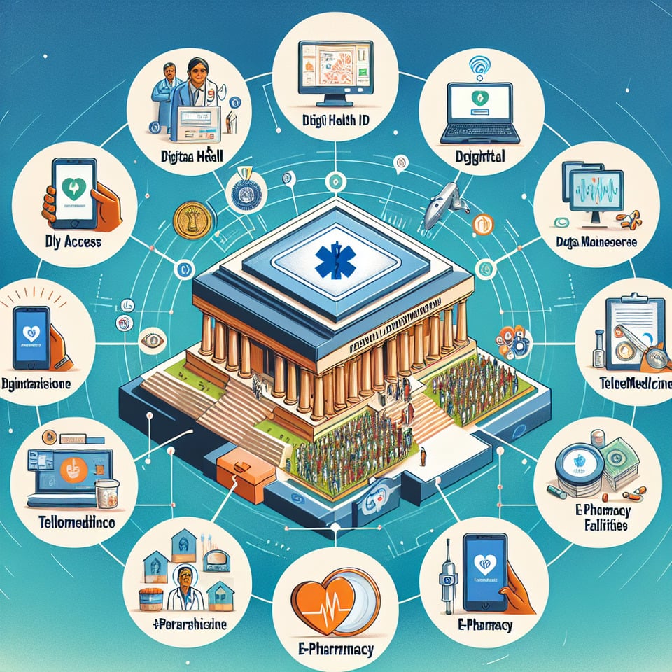 Understand the Ayushman Bharat Digital Mission (ABDM) and its key components. text effect image