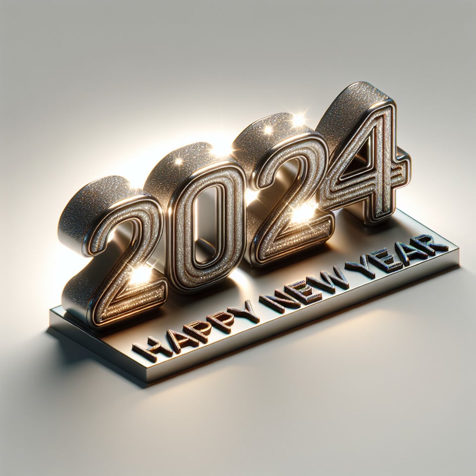 text 2024 and happy new year text effect on white background3d render text effect image