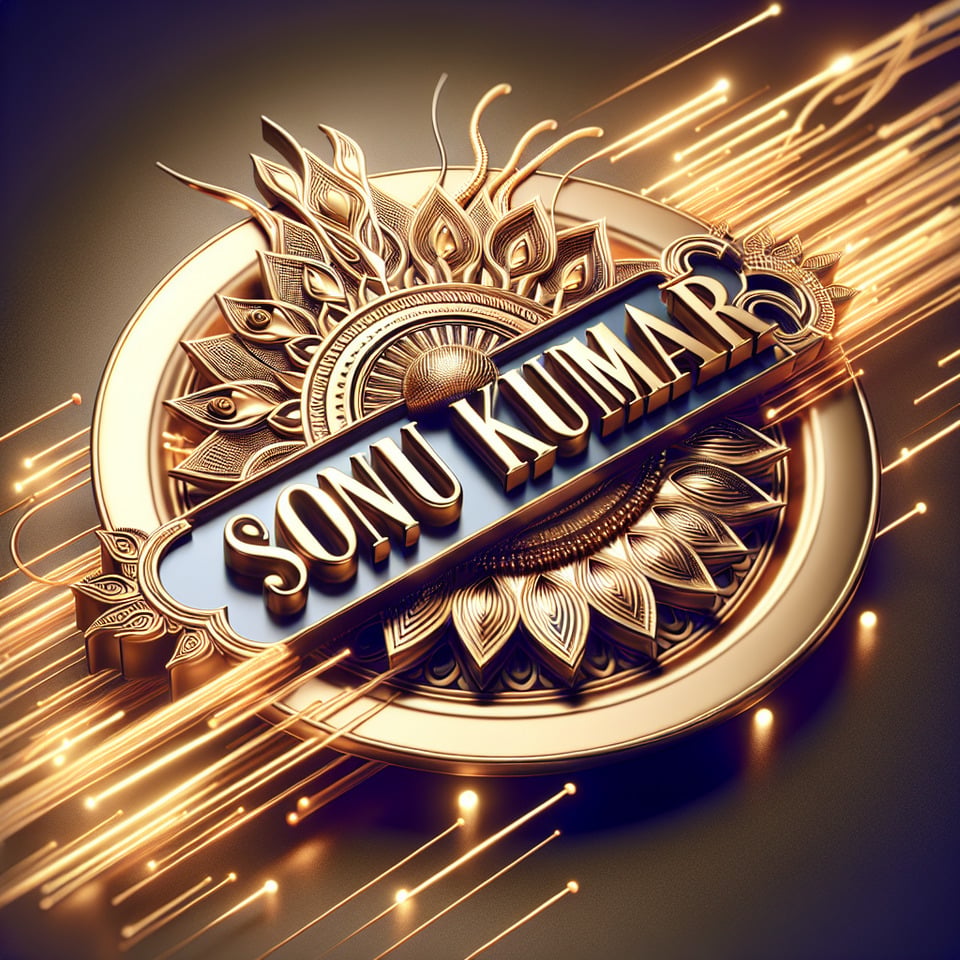 Text SONU KUMAR Golden Text With Light Motion 3d text text effect image