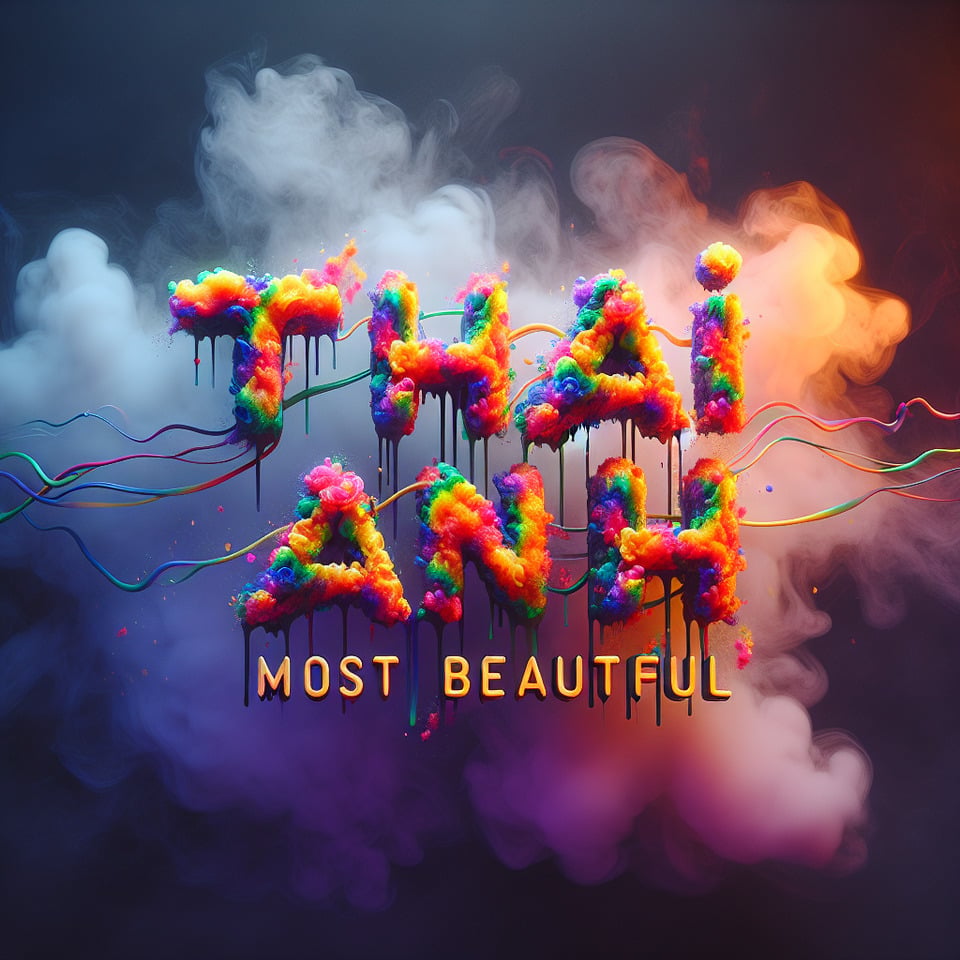 Text Thai Anh most beautiful colorful splash 3d text and smoky background text effect image