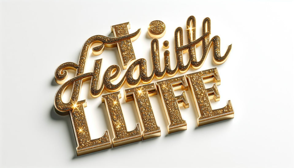 text IE Health Life glitter gold text effect on white background text effect image