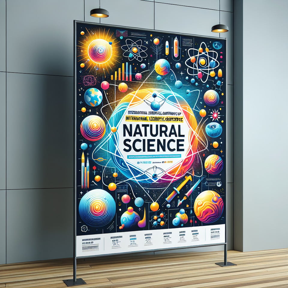 International Scientific Conference of Natural Science AD poster with 4m width and 2m high must be shine text effect image