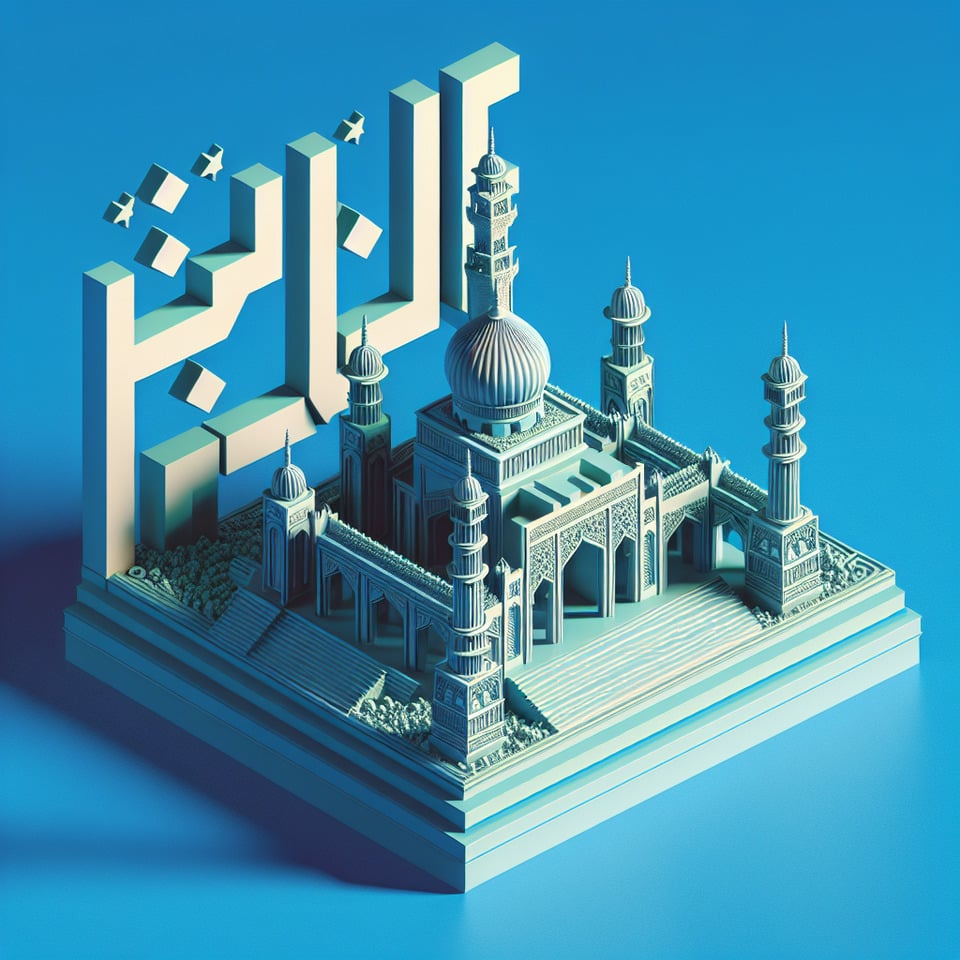 text Payam-e-Islam lettering 3d render on blue background text effect image