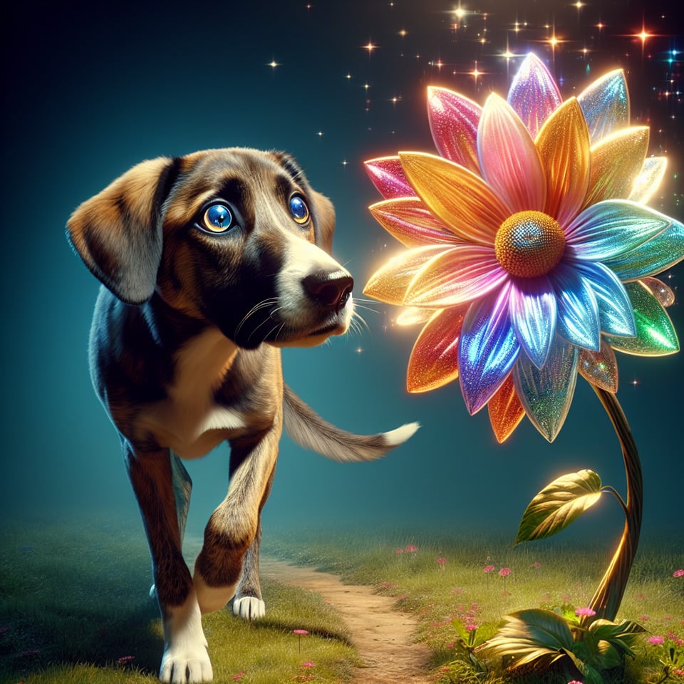 2024 dog& flower text effect image