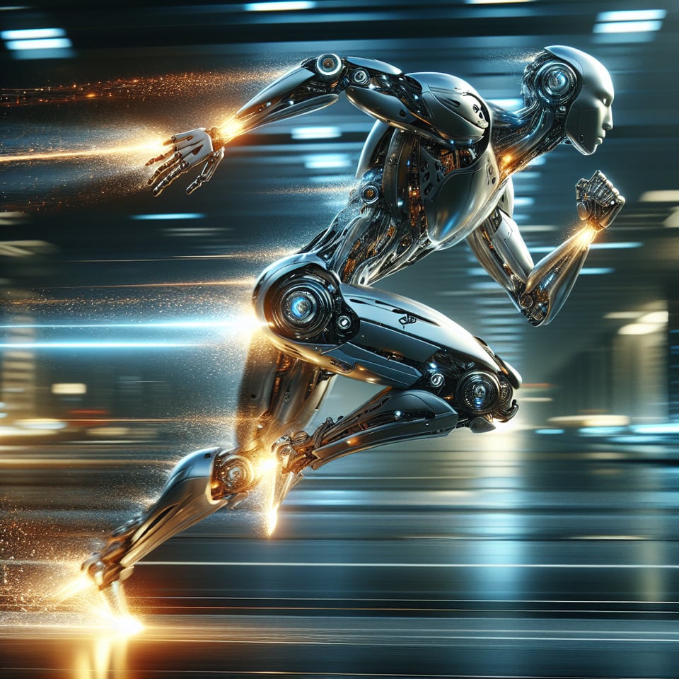 robot run fastspeedfire text effect image