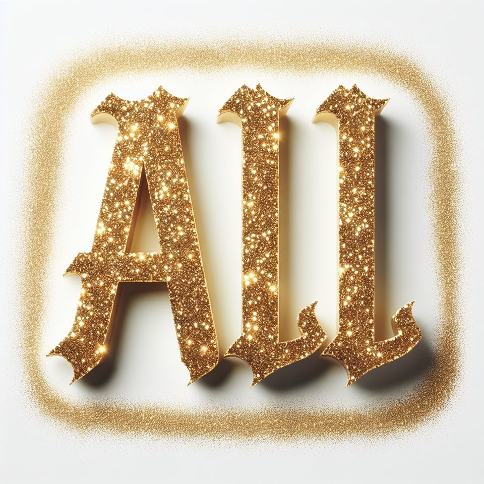 text ALI glitter gold text effect on white background text effect image
