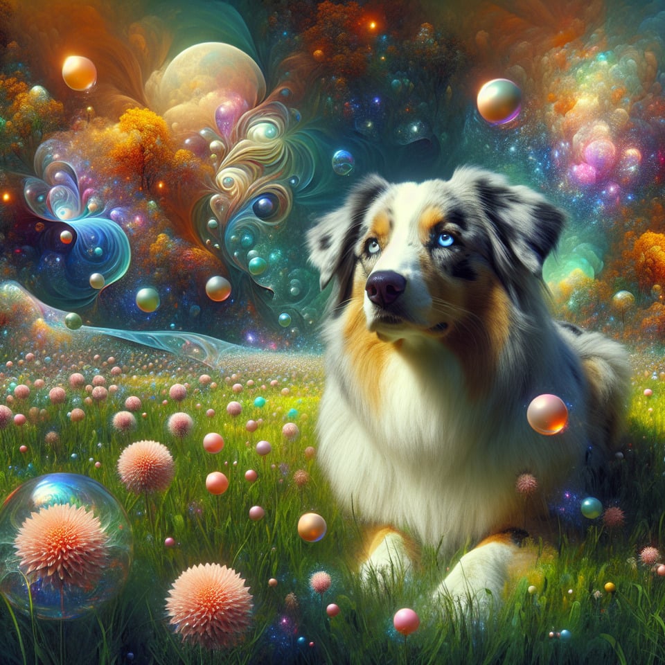 outline Australian Shepherd merleconceptual art text effect image